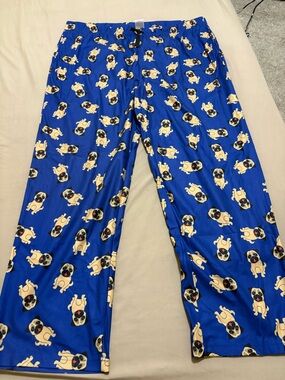 BRAND NEW Men's Blue Pug-Print Lounge Pajama Pants